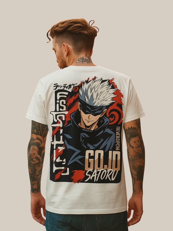 Gojo Satoru Anime Oversized White T-Shirt
