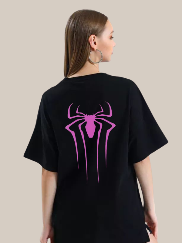 Spidy Neon Pink Oversized Graphic T-Shirt